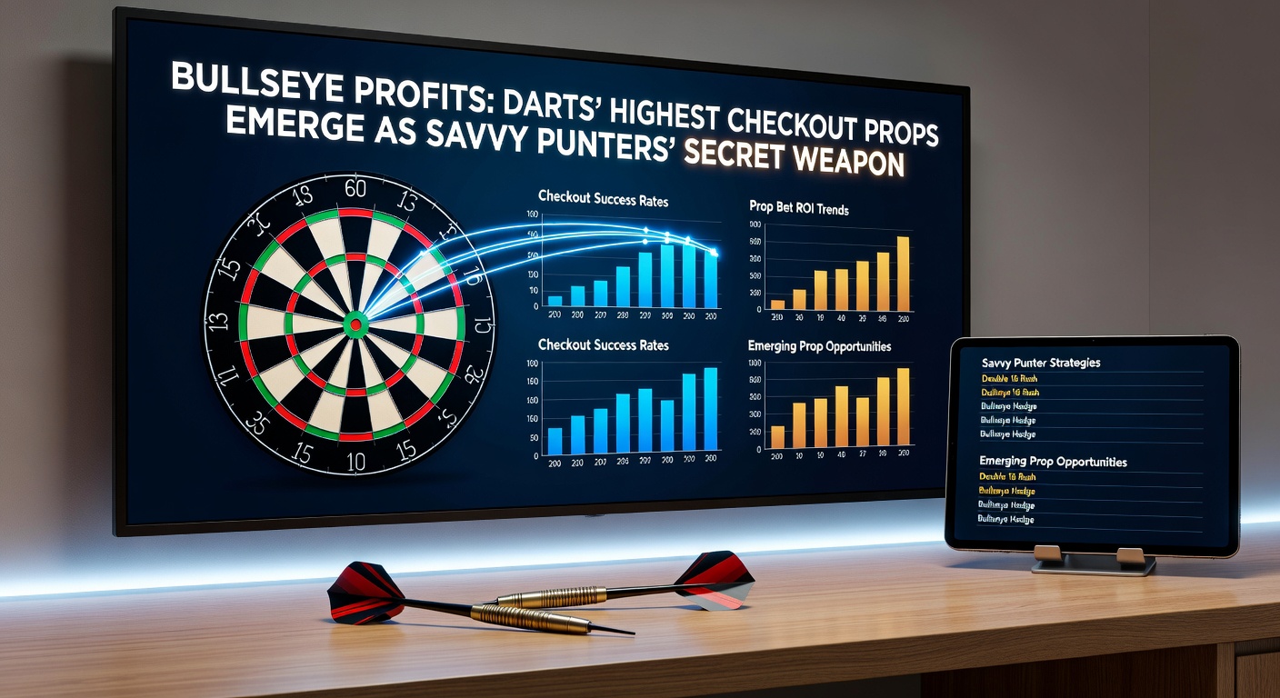 Darts player aiming for a high checkout on the board during a tense PDC Premier League match, spotlight highlighting the treble 20 bed