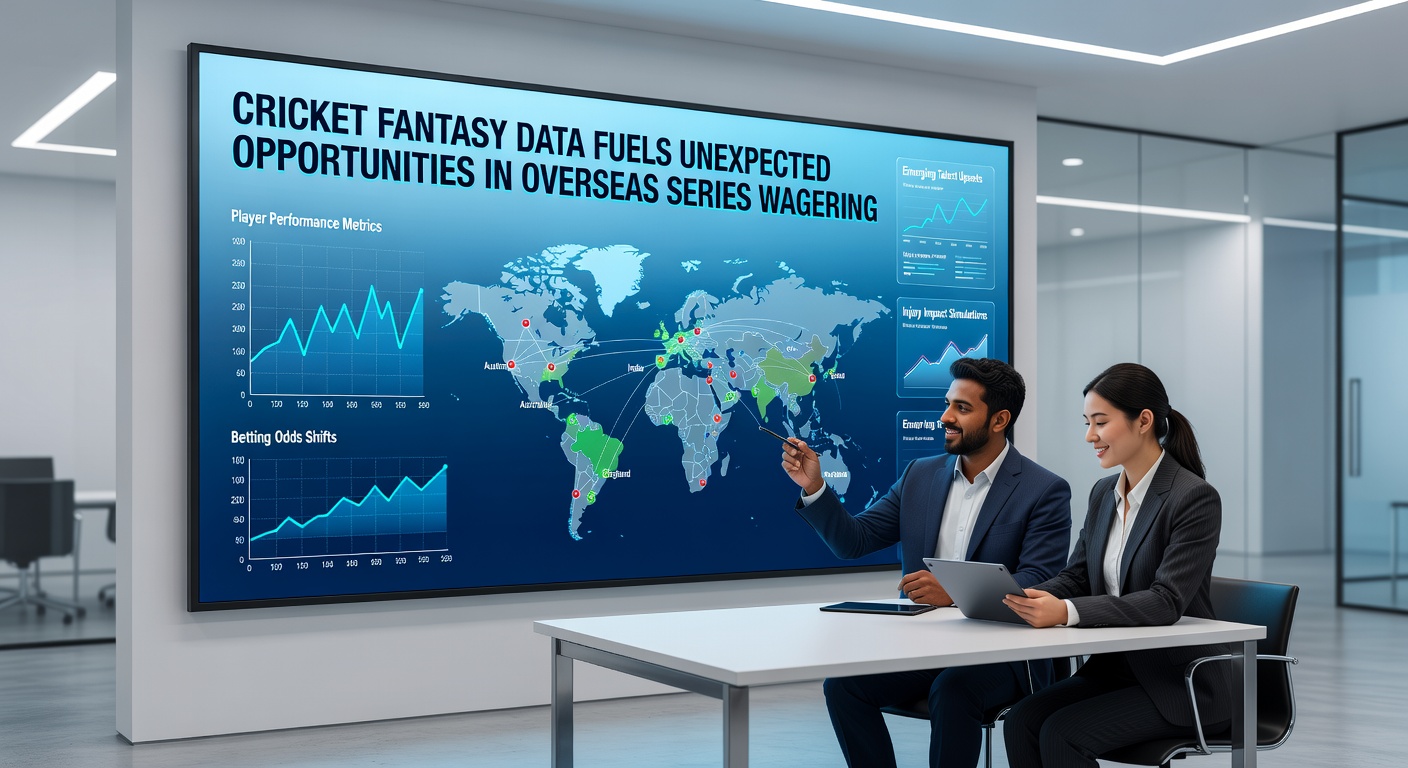 Analytics dashboard displaying cricket fantasy statistics and overseas series betting trends