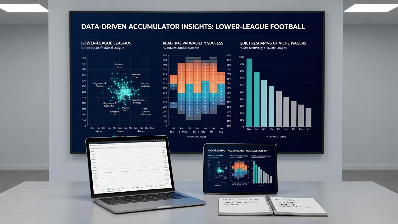 Screenshot of accumulator builder interface highlighting data-enhanced odds for lower-league selections