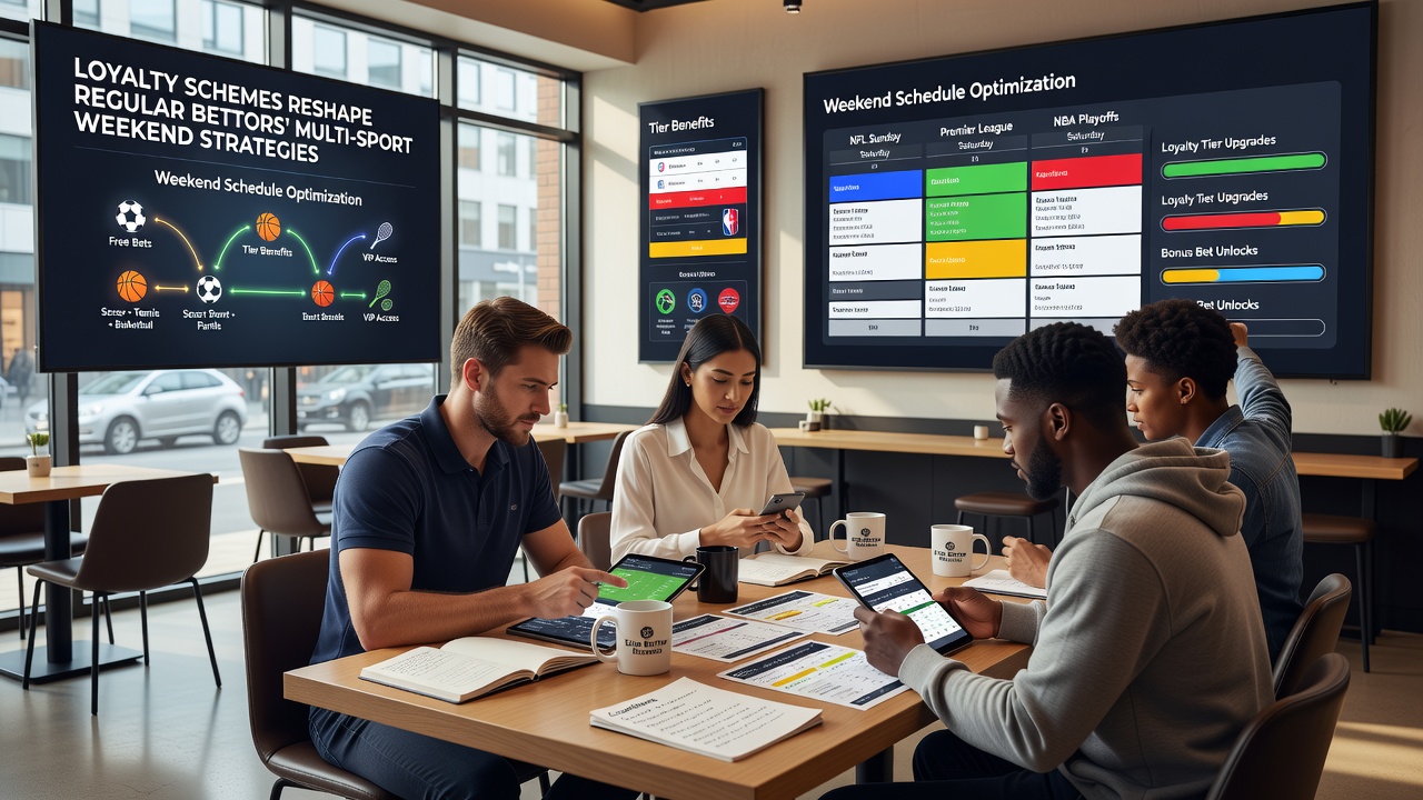 Digital dashboard displaying loyalty points earned across football, tennis and racing bets during a weekend