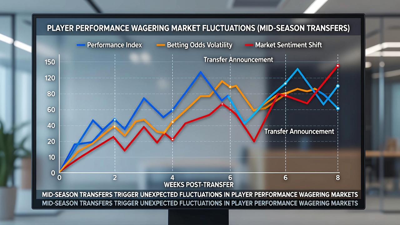 Betting terminal screen displaying fluctuating odds on player performance stats after recent transfers