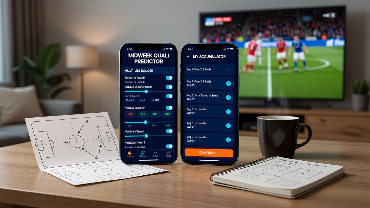 Close-up view of accumulator builder tools in a football betting mobile app