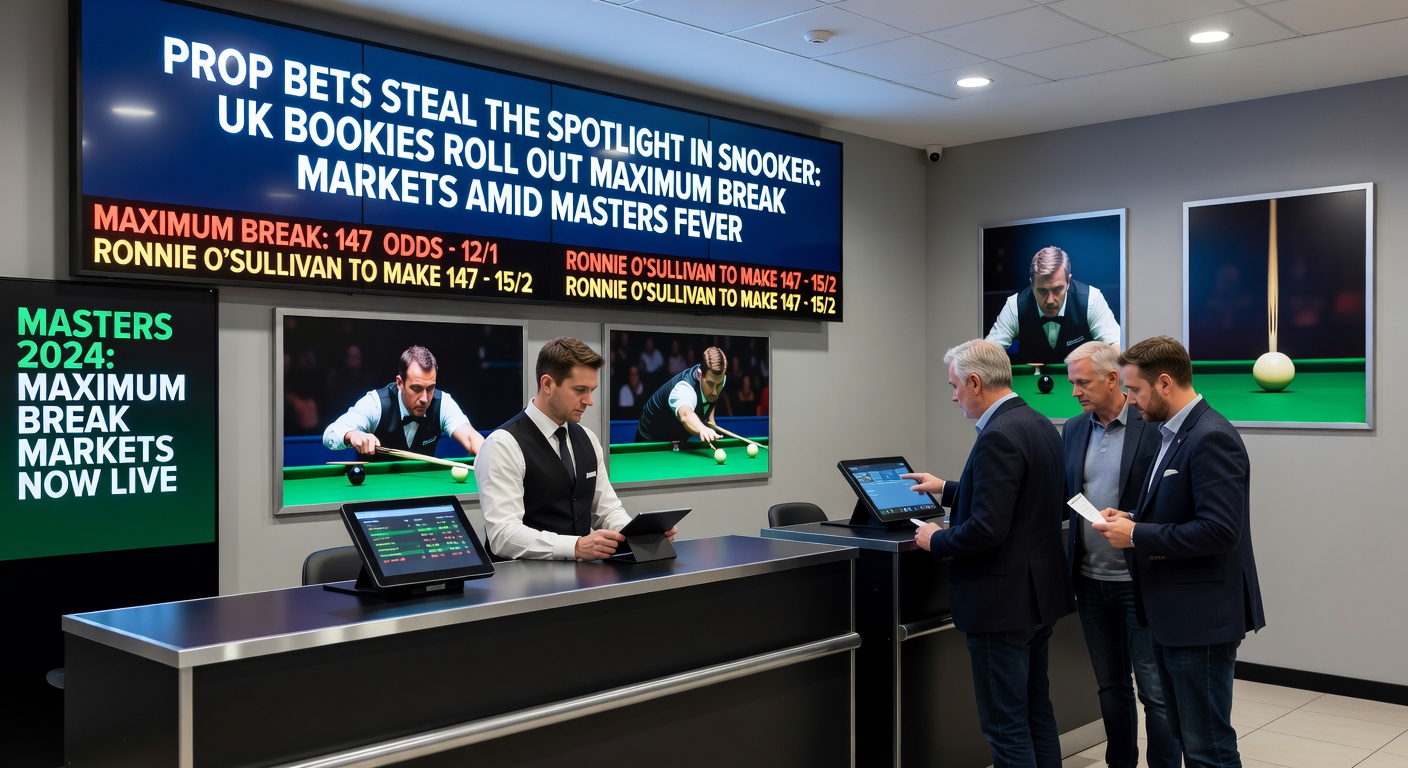 Crowd erupts at Alexandra Palace during a tense Masters frame, players locked in a maximum break attempt