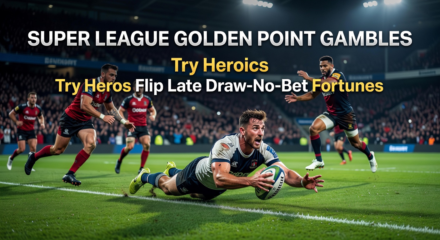 Rugby players in golden point overtime, diving for a try that shifts betting fortunes