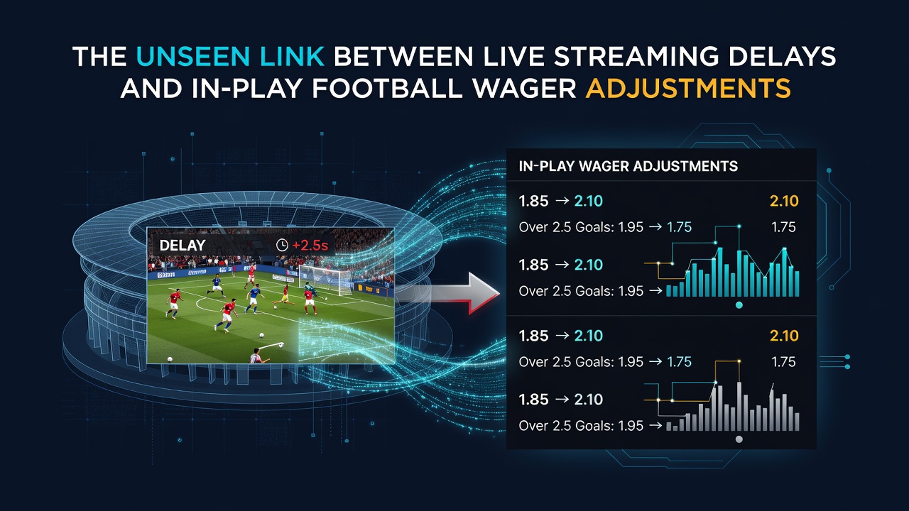 Illustration of live football streaming delays affecting in-play betting adjustments on digital platforms