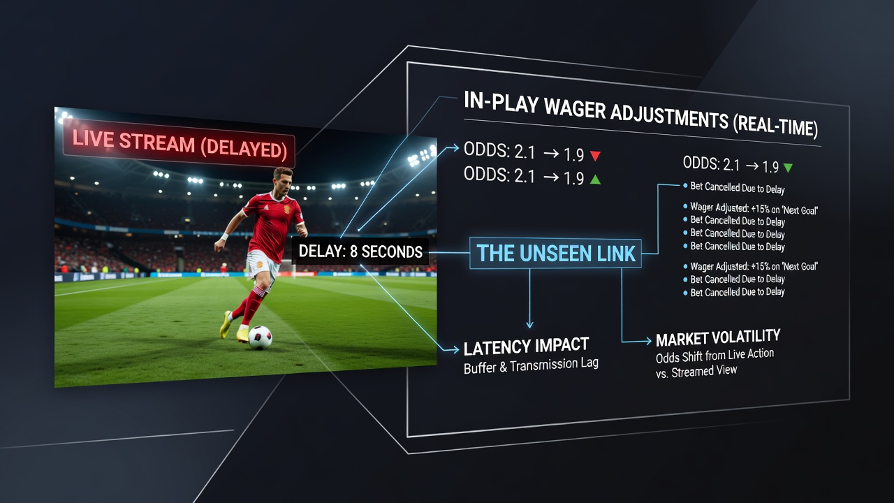 Comparison chart showing live streaming delay versus bookmaker data feed timing during football matches