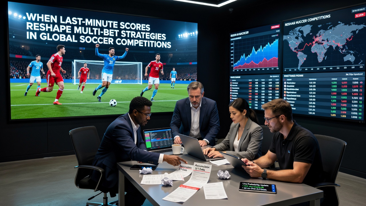 Global soccer stadium view during injury time with live betting interface overlay